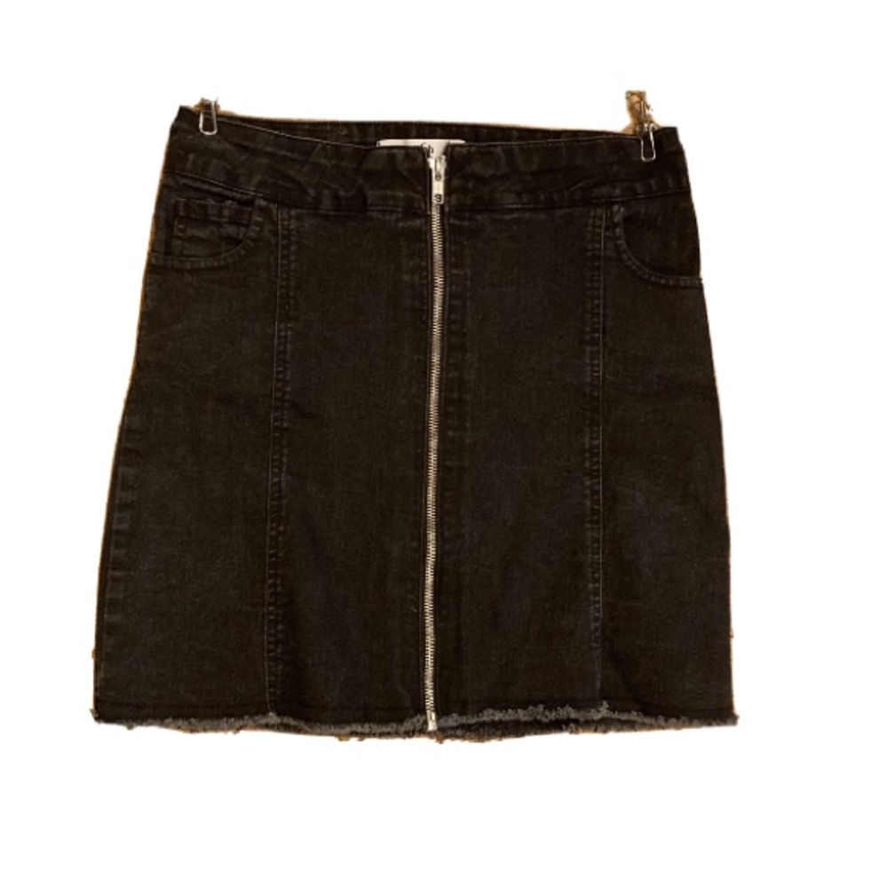 Tach Clothing Jean Full Zipper Mini Denim Skirt Fall Y2K 90s Trendy